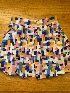 Jean Bourget Multicolor Patterned Skirt - Pink, Blue, Yellow, Navy